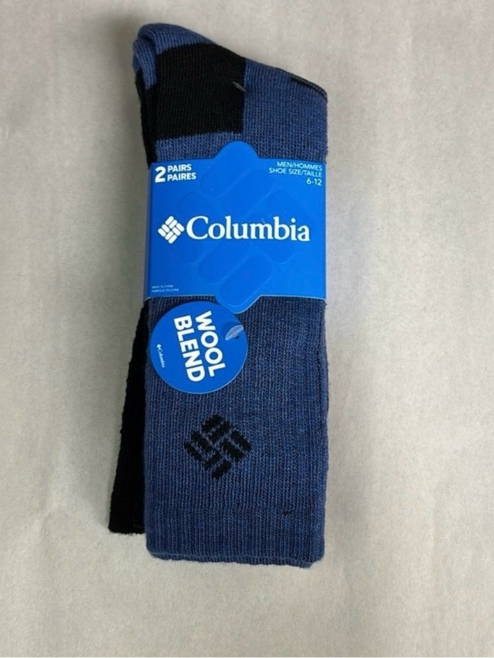 New Columbia Socks Men’s 2 Pairs Blue & Black Wool Blend Crew Socks Casual - Picture 13 of 13